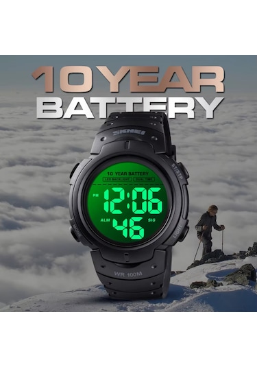 Geeksen Skmeı 1560 Spor Elektronik Saat - 100m Su Geçirmez, Çift Zaman, Kronometre, Işıklandırma Ve 10 Yıl Pil Ömrü Siyah Çok Renkli