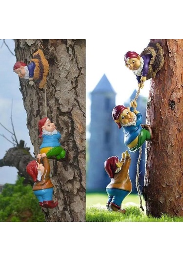 Tenfowee Minimalist Bahçe Figürü - Reçine Cüce Heykeli, Ağaçta Tırmanan Ornament, Modern Dekoratif Süs