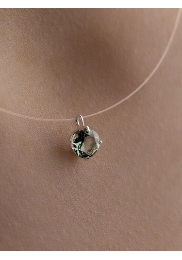 925 Lıght Misina Üzerinde Gümüş Kolye İle Kolye Uç 201334365 Yeşil