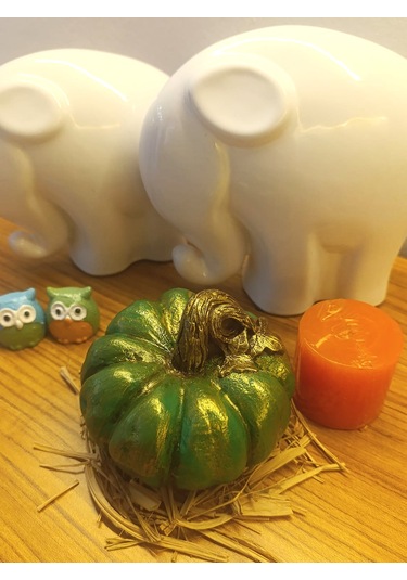 Büyük Boy El Boyaması Yeşil Kabak Biblo-dekoratif Ev Ürünü-rustik Hasat Kabak Figürü Yeşil