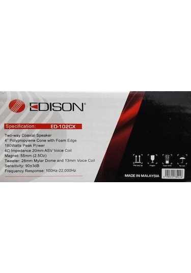 Edison Ed-102Cx 10Cm 2 Yollu Tweeter'Lı Kapı Hoparlörü