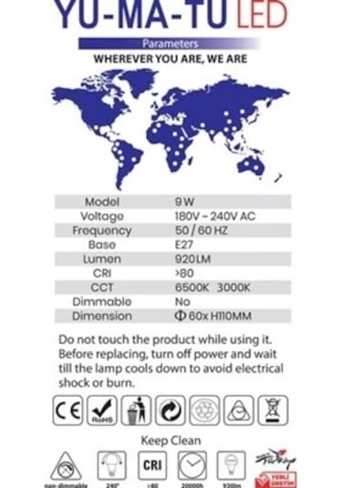 Yumatu 10w Led Ampul E-27 Duylu Beyaz