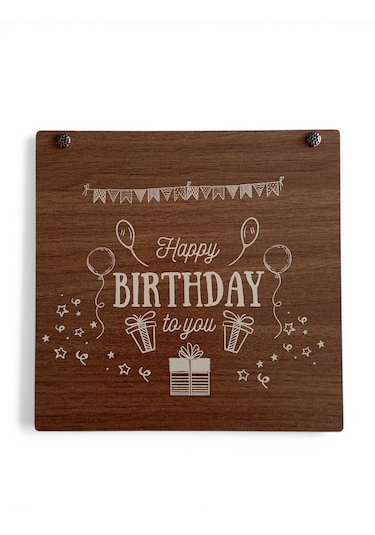 Happy Birthday Tasarımlı Ahşap Kutulu Hediyelik Çikolata
