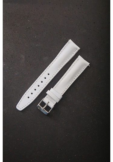 Hakiki Deri 18mm Akıllı Pimli Saat Kordonu Beyaz