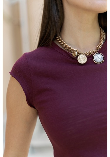 Bohemai Kensal Dar Kesim Bordo T-shirt Bordo