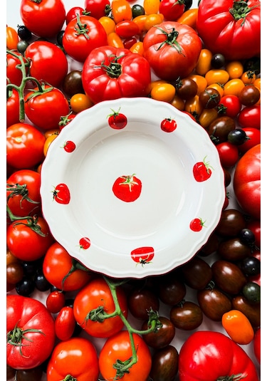 Rakle x Bengi Kurtcebe Pomodoro Stoneware 4'lü Yemek Tabağı Seti 23 cm