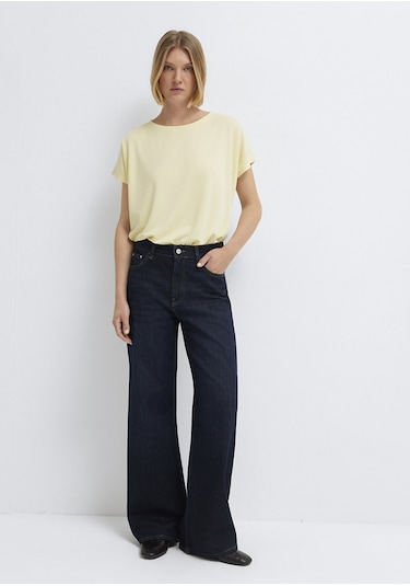 Mavi - Soft-premium Sarı Tencel Modal Karışımlı Basic Tişört 167245-84571