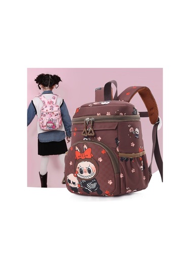 Sevimli Karikatür Büyük Kapasiteli Sırt Çantası - Gri Gri