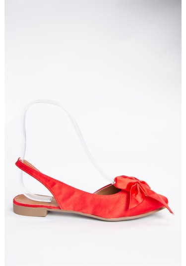 Fox Shoes Kırmızı Saten Kumaş Kadın Babet H726809004 Kırmızı