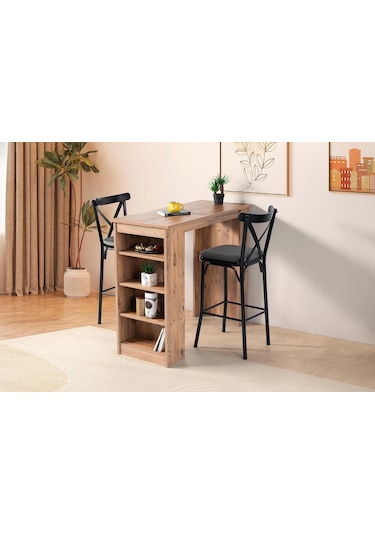 Vista Eylül Bar Raflı Mutfak Masa Takımı 50x120 001
