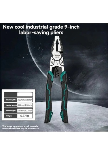 Symbee Tuosen Endüstriyel Çok İşlevli Telli Pense 9 İnç - Elektrikçi Ve Metal Çalışmaları İçin Kesim, Telli Açma Ve Dayanıklı Kullanim