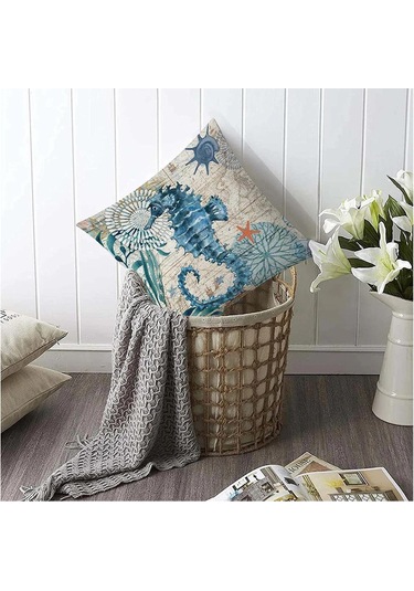 Monyee Deniz Stili Su Geçirmez Dış Mekan Yastık Kılıfı - Ev Dekorasyonuna Klasik Güzellik Ve Deniz Rengi Katın Diğer