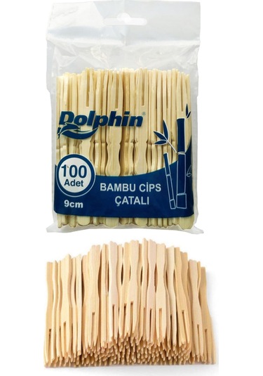 Dolphin Bambu Cips Çatalı 9 Cm 100 Lü Paket Ahşap