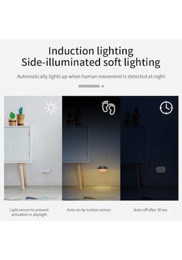 Sıcak Beyaz Hareket Sensörü Gece Lambası Aaa Akülü Lamba Kabine Depoları Mutfak Işıkları Duvar Merdiven Dolap Koridor Yatak Odası Gece Lambası Sıcak Beyaz