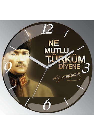 Atatürk Ne Mutlu Türküm Diyene Sessiz Duvar Saati Çok Renkli
