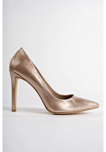 Stiletto Büyük Numara Bayan Ayakkabısı Bronz