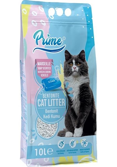 Prime Marsilya Sabunu Kokulu Topaklaşan Kalın Bentonit Kedi Kumu 10 L