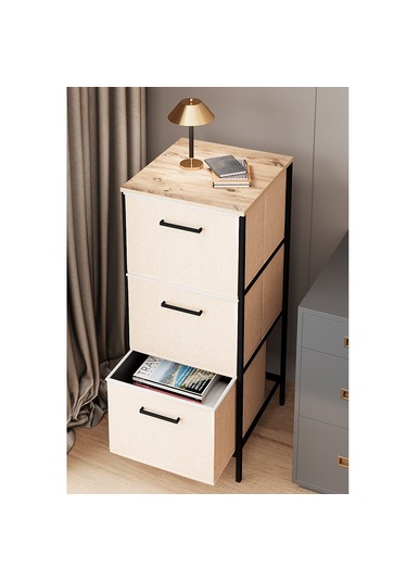 3 Çekmeceli Çok Amaçlı Dolap Büyük Boy Komodin Sehpa Çam 1619