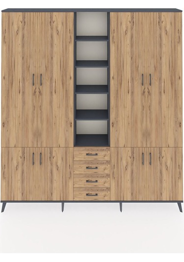 Arges Dolap 17 Raflı 4 Çekmeceli 8 Kapaklı 220x30x243 Antrasit-çam/çam Atlas Çam/atlas Çam Arges Dolap 17 Raflı 4 Çekmeceli 8 Kapaklı 220x30x243 Antrasit-çam/çam Atlas Çam/atlas Çam