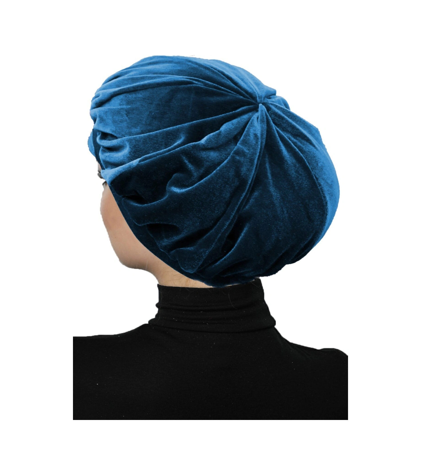 Kadife Şapka Toka Detaylı Petrol Hazır Türban Tesettür Bone Petrol