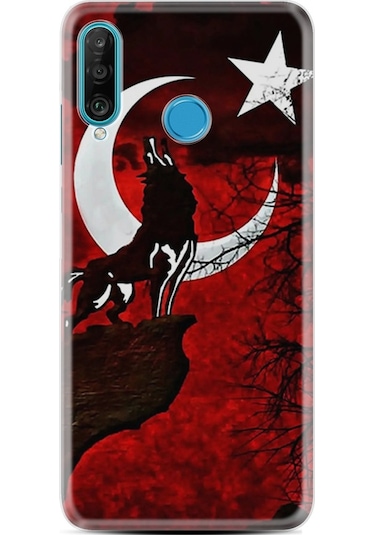Huawei P30 Lite Kilif Resimli Silikon Kilif Wolf And Moon 2 1381 522863111
