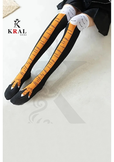 Kadın Dizüstü Çorap 1 Çift Diz Üstü Tavuk Bacağı Çorap Asorti̇