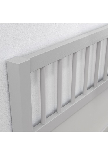 Tek Kişilik Karyola, Açık Gri, 90x200 Cm Masif Ahşap