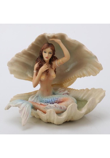 Wise Karışık-wise Biblolar - İstiridye İçinde Denizkızı Biblo 15x13x13 Cm Dekoratif Obje Hediyelik 0