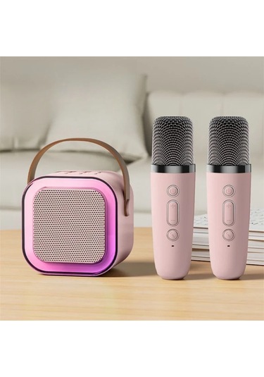 Xıaomı K12 Kablosuz Karaoke Hoparlörü Bluetooth Mikrofon K12 Ev Ktv Karaoke Pink