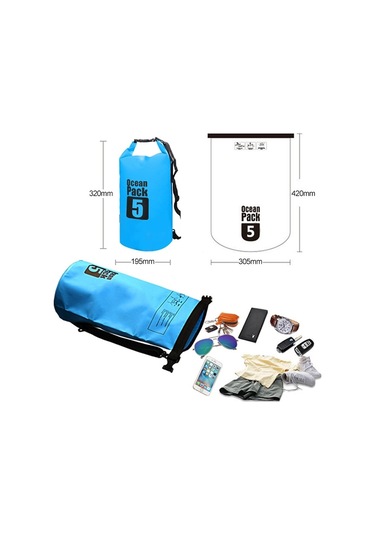 Sones Outdoor Su Geçirmez Tek Omuz Çantası Kuru Çuval Pvc Varil Çanta, Kapasite: 5l Koyu Mavi