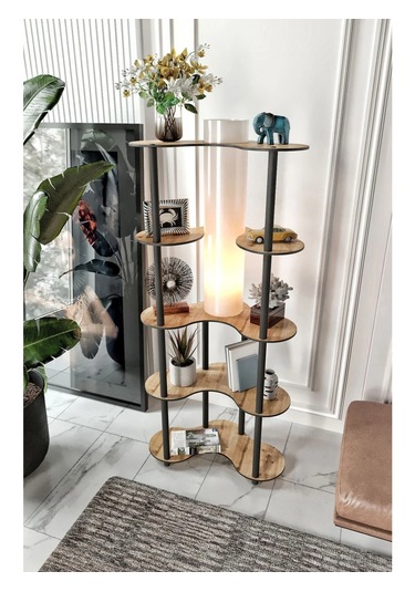 Ravilo Mariposa Dekoratif Raflı Lambader Meşe