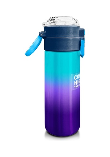 Coral High Kids Mor Renk Geçişli Desenli Pipetli Ve Direkt İçim Çelik Termos 500 Ml 31964 Mor - Sarı