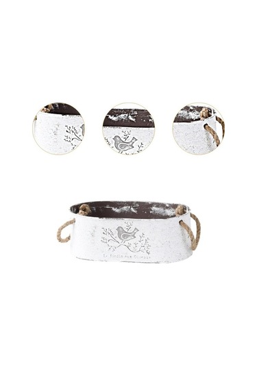 Pazly Vazo Suntek Saksuk Rustik Metal Çiçek Kovası Demir 24x13x9cm