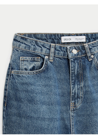 Dilvin 72117 %100 Pamuk Wide Leg Jean-yeşil Yeşil