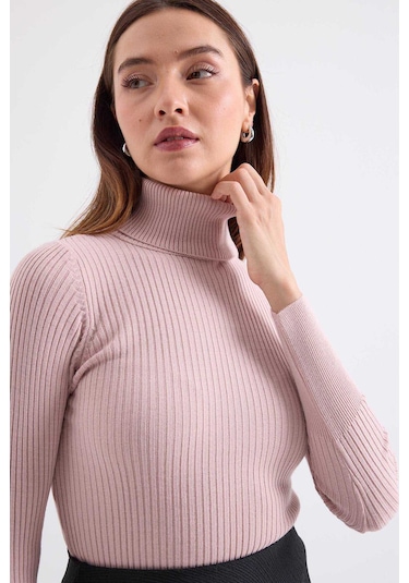 Gabria Fitilli Balıkçı Yaka Kazak Pudra