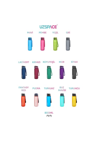 Uzspace 800 ML Yeni Ebat Boy 25 CM Tritan Su Matarası Bpa