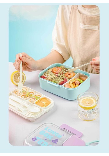 Jian Fan Çift Katmanlımikrodalga Fırnıstma Bento Kutusu Mavi Blue