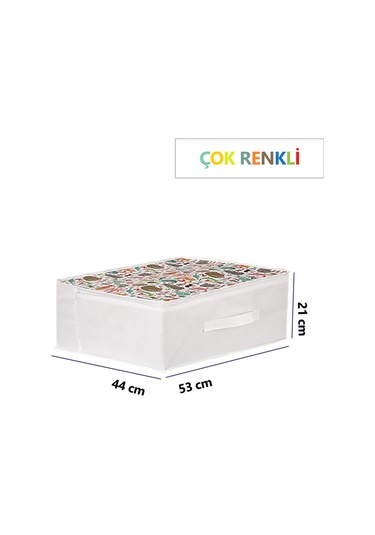 53 X 44 X 21 Cm Baza Altı & Dolap İçi Organizer, Yorgan Düzenleyici Çocuk Hurç Sevimli Desenli Çok Renkli