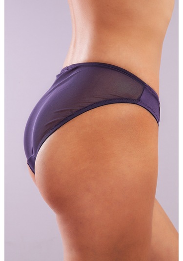 Golshan Giselle Mini Slip, Kadın Güpürlü Saten Mor Külot Çok Renkli