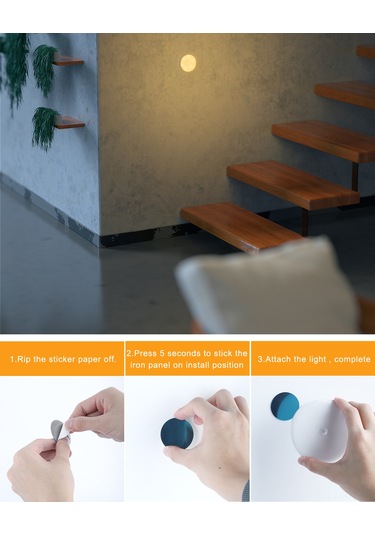 Xiyyadms Usb Şarjlı Manyetik Hareket Sensörlü Gece Lambası, Otomatik Açma/kapatma, 3 Mod, Beyaz Işık, 2 Adet Paket - Dolap, Yatak Odası, Koridor İçin Beyaz