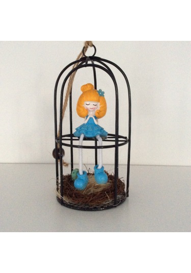 Kafeste Oturan Kız Biblo Mavi 2 Diğer