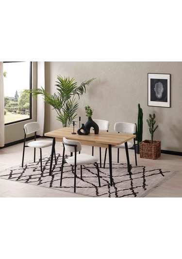 Behin Ortadan Açılır Mutfak Masası 75x120 Cm Meşe -siyah