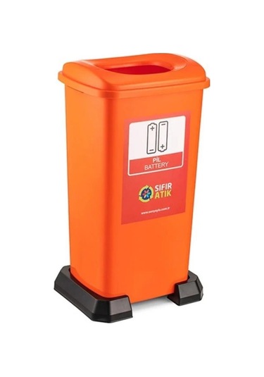 Omnipazar Sy-4398 Sıfır Atık Pil Geri Dönüşüm Çöp Kutusu 70 Lt Turuncu