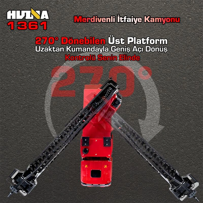 Huına 1361 1/18 15ch Rc Model Uzaktan Kumandalı Merdivenli Yangın Söndürme İtfaiye Kamyonu İş Makinesi -su Püskürtme Fonksiyonlu-2.4g Gerçekçi Similasyon Ses Ve Işık Sistemi