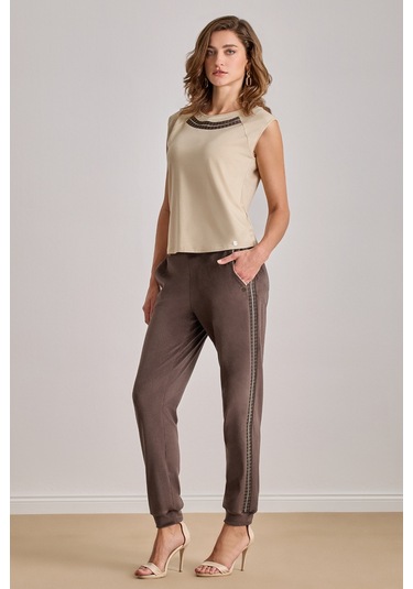 Günlük Giyim Bej Viskon Bluz Bej