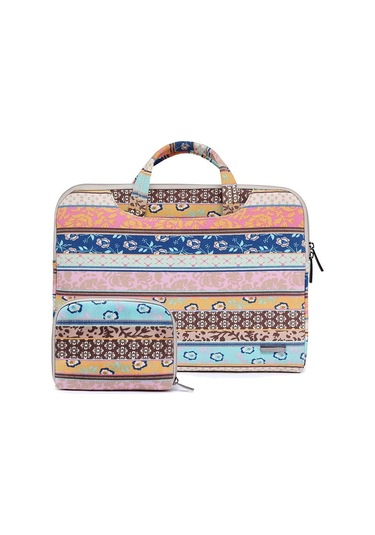 Lisen Ls-116 Basit Laptop Çantası İş Laptop Astar Çantası, Boyut: 15.6 İnç Kanvas Vintage Desen Pembe Siya