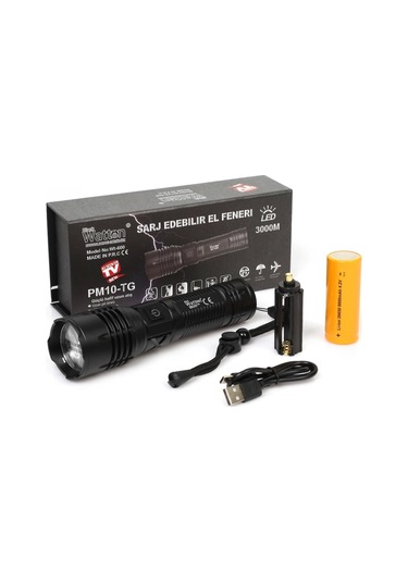 3000 Lümen Güçlü El Feneri Wt-600 Çok Renkli