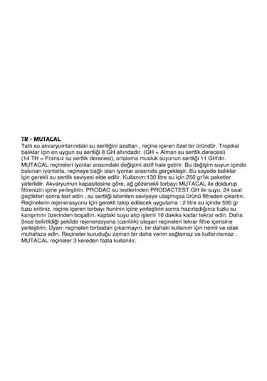 Prodac Mutacal 250 G Gh Düşürücü Filtre Malzemesi