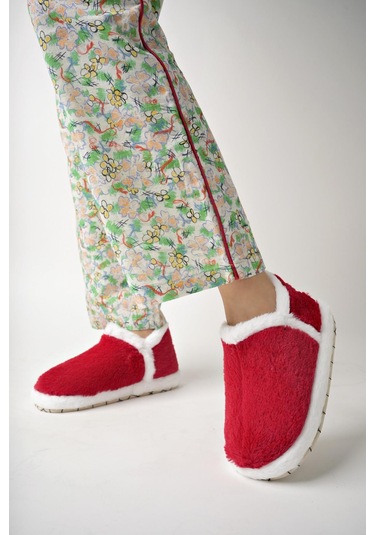 Modafrato Vıola Kadın Panduf Ev Ayakkabısı Ev Botu Kırmızı