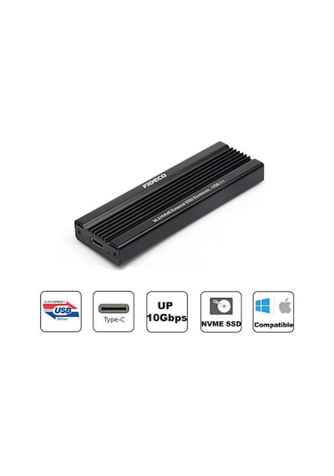 Fideco USB 3.1 Gen2 Type-C to M.2 PCIe NVMe SSD Harddisk Kutusu Siyah